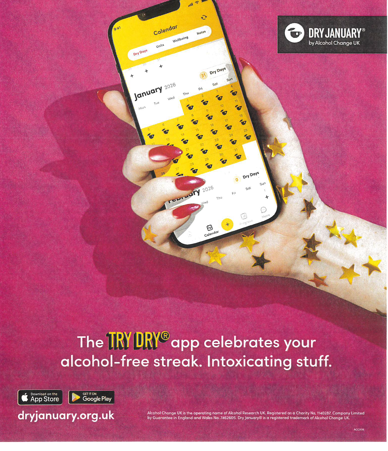 The Try Dry app celebrates your alcohol-free streak. Intoxicating stuff.